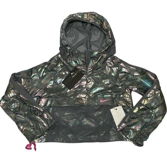 NIKE SPORTSWEAR GIRLS' S HIP PACK-IT PACKABLE JACKET Leopard Animal Print Logo - Picture 2 of 10